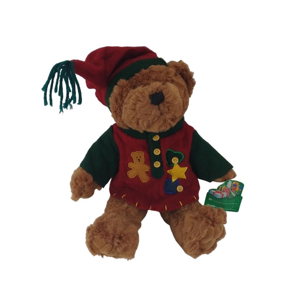 MTY International Christmas Teddy Bear Brown Plush 12" Stuffed Animal